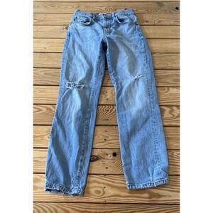 Zara Straight Leg Distressed Jeans Size 2 Women’s Blue